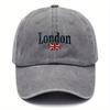 Unisex Vintage Baseball Cap With "London" Embroidery & Union Jack Flag Design - Breathable, Lightweight Fabric For Outdoor Trave