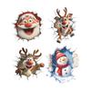 Christmas Creative Wall Sticker Removable 3D Effect Christmas Cartoon Decals Santa Reindeer Living Room Stickers for Dorm Office