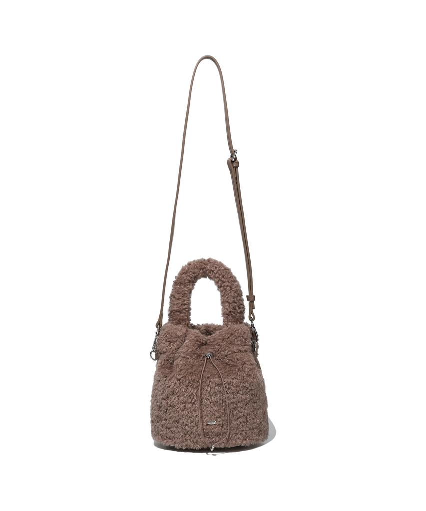 Covernat Woman Clover Heart Fluffy Bucket Bag Brown