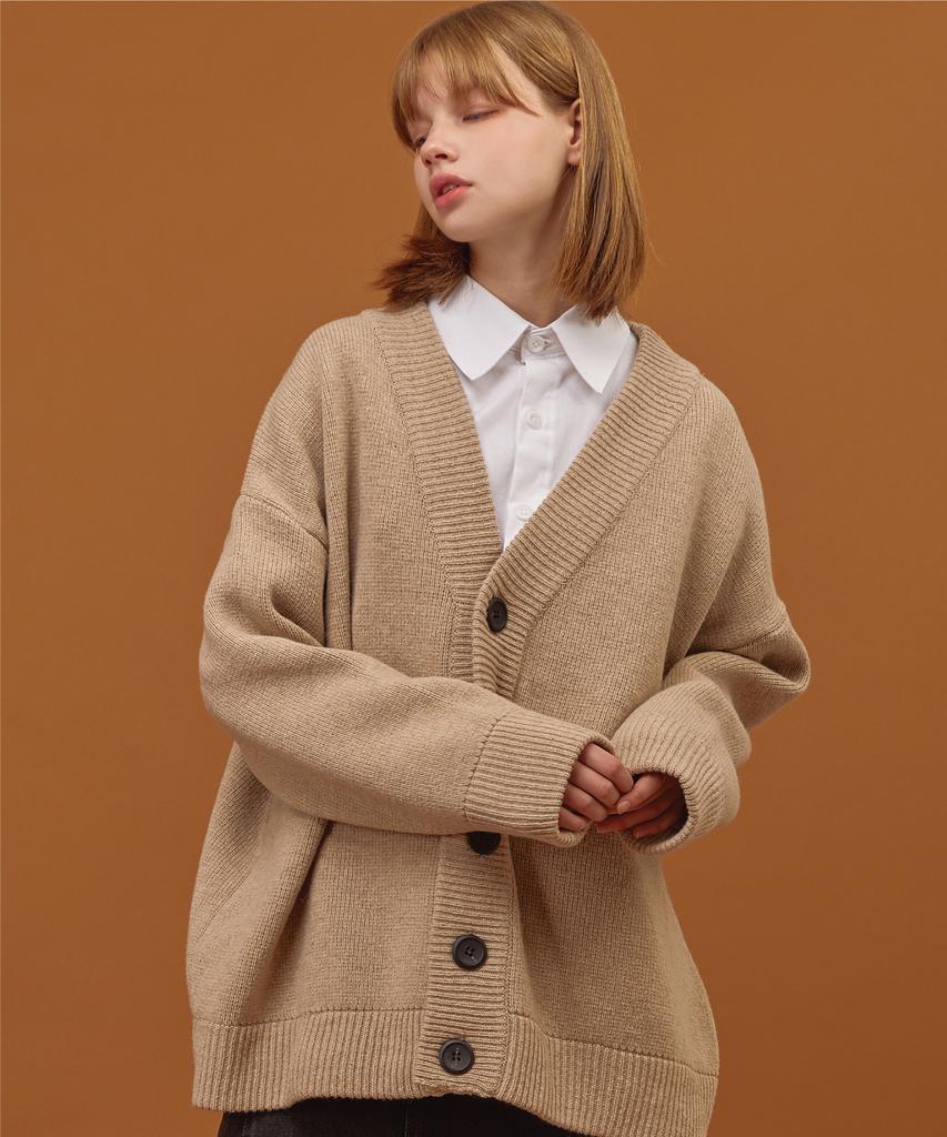 Cpgn Studio Heavy Overfit Lambswool Cardigan Oatmeal