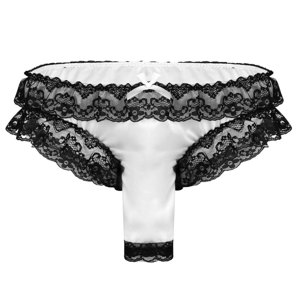 Sexy Mens Lace Briefs Open Butt Low G-string Thong Underwear Panties