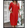 LYRIA Women's Cotton Linen Short Sleeved Dresses Loose And Comfortable Vacation Dress For Women