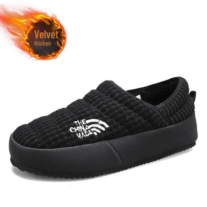 Xuheng Men's Winter Corduroy Warm Plus Velvet Low-Top Outdoor Cotton Shoes