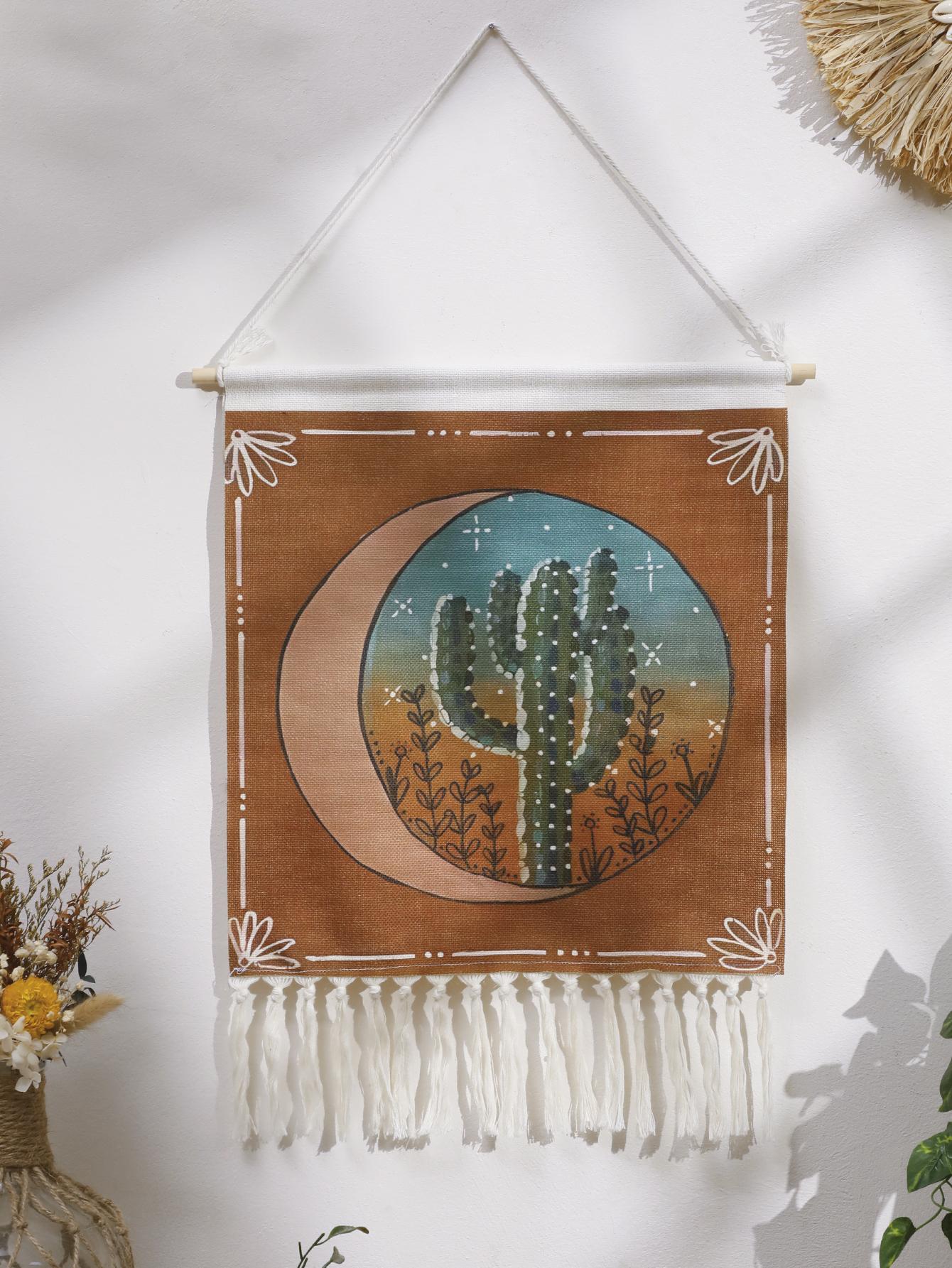 

Macrame Wall Tapestry Cactus Moon Sun Tapestry Wall Hanging Boho Home Decoration Handmade Room Decors Aesthetic Art Ornament