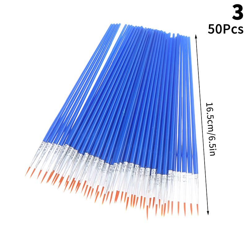 50Pcs Painting Brushes Set Art Round Flat Hair Nylon Hair Paint Brush For Oil Acrylic Watercolor Kids/Artists/Beginners/Student