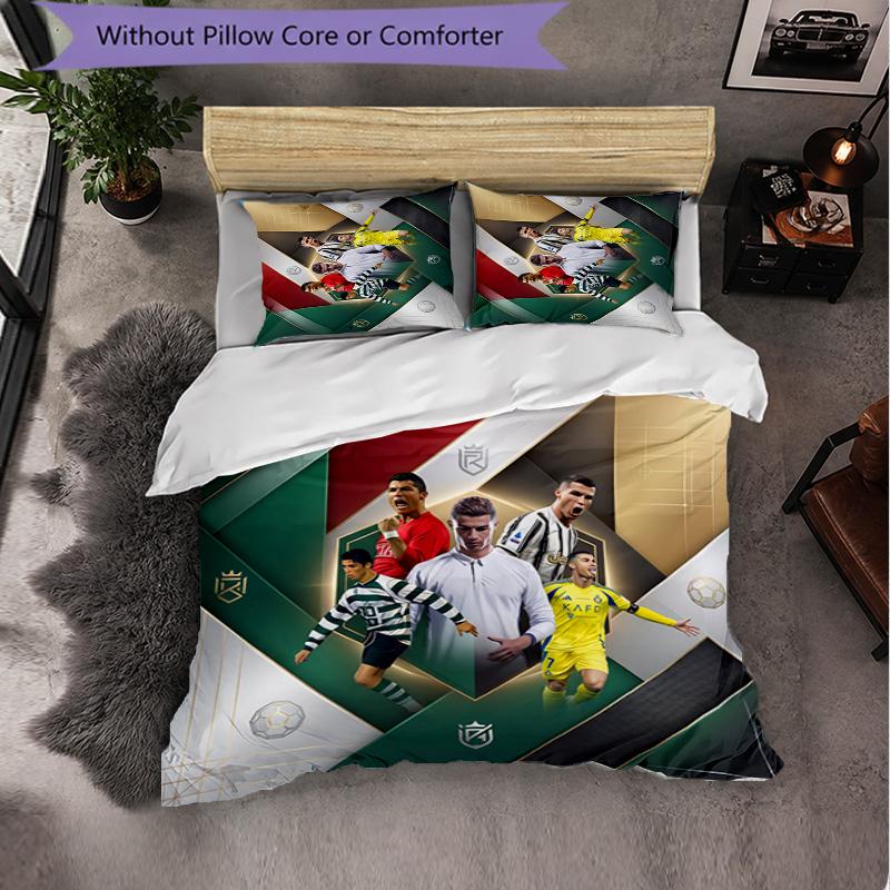 Set Lenzuola 3 Pezzi con Fantasia Cristiano Ronaldo Morbida Microfibra Copripiumino con Federe per Camera da Letto