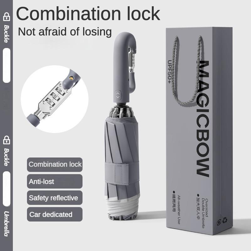 Fully Automatic Folding Password Lock Buckle Umbrella, Windproof, Enlarged Thick,Car Reverse Wind Resistant Umbrella Men Women