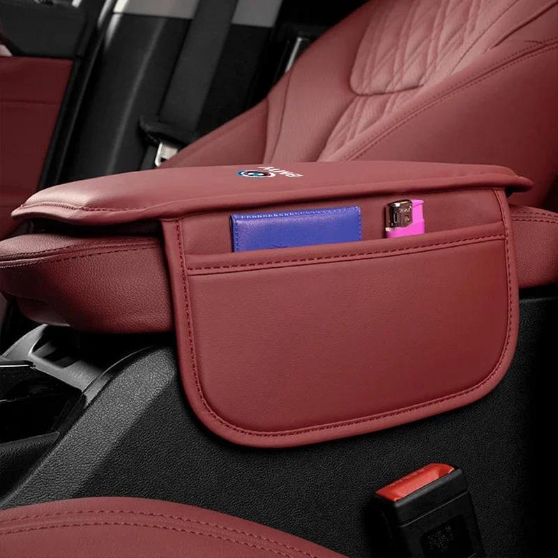 Car Sticker 2025 Hot Car Center Console Arm Rest Protector Leather Car Armrest Box Pad Storage Pocket For BMW 50th M3 M4 M5 G42