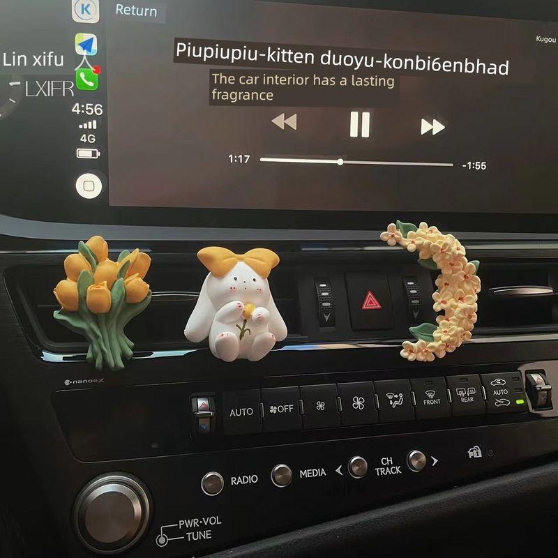 Tulip Car Air Freshener Bunny Ornament Car Vent Decoration Perfume Diffuser Stone Car Interior Fragrance