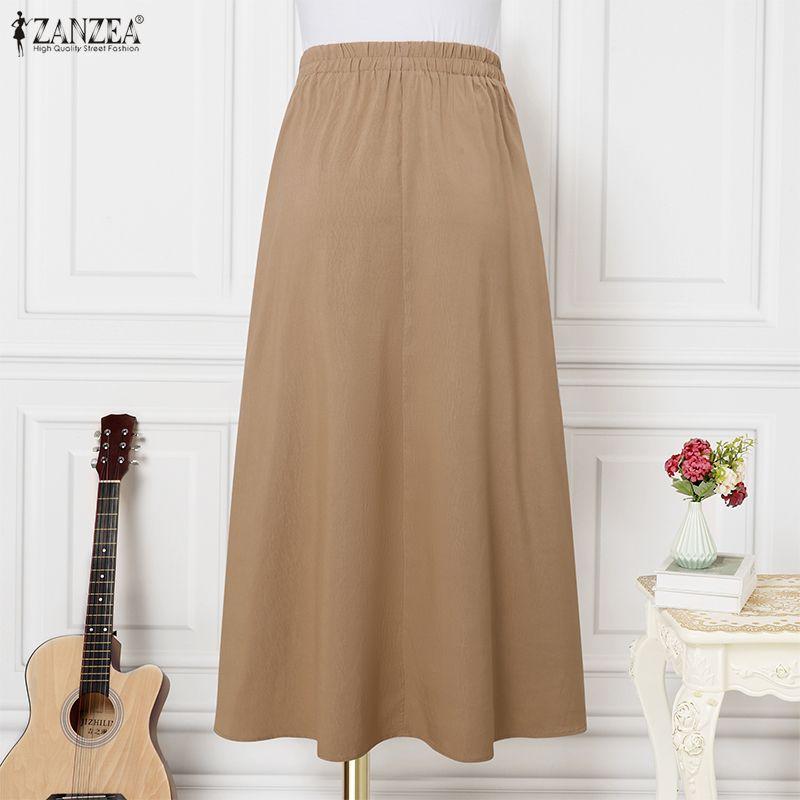 ZANZEA Dámské ležérní volné letní dlouhé sukně s elastickým pasem