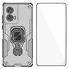 For Motorola Edge 50 Fusion 5G Phone Case WANLONFENG PC TPU Back Cover Kickstand with Tempered Glass