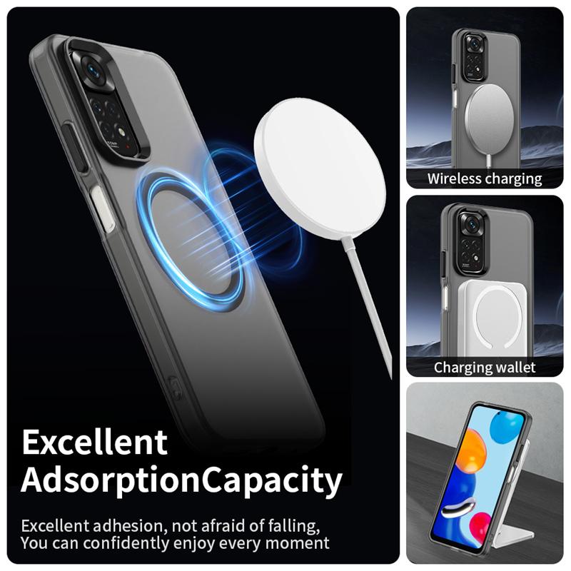 Gjennomsiktig deksel til Redmi Note 11-deksel Redmi Note 11 11S Magnetisk adsorpsjon Trådløs lading Bakdeksel Til Redmi Note 11S-deksel