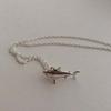 Hip Hop Fashion Sliver Color Stereo Animal Shark Pendant Necklace for Women Men Simple Punk Collar Chain Jewelry Accessory Gifts