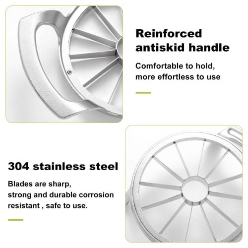 LIIGEMI Apple Cutter Slicer, 12-Blade, Large Apple Corer, Heavy-Duty Stainless Steel Apple Cutter and Divider, Non-Slip Brushed Handle, Easy To Use (M