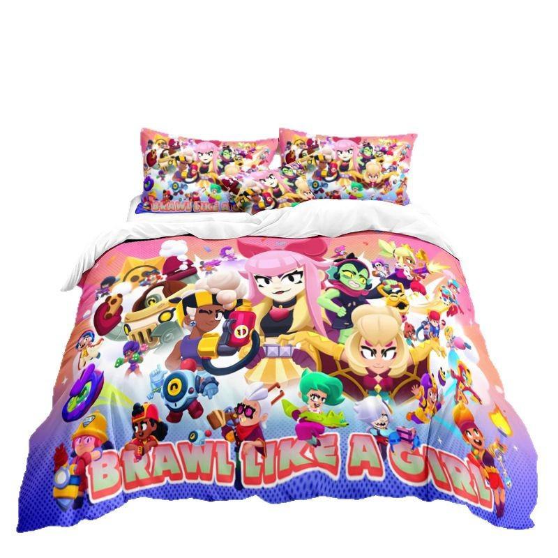 סדרת אנימציה הדפסה דיגיטלית תלת-ממדית סט מצעים שלושה חלקים סדין כיסוי שמיכה