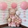 Bow Bear Balloon Set with Pink Daisy Balloon Cloud Aluminum Film Balloon for Birthday Party Shower Proposal Wedding Decoration