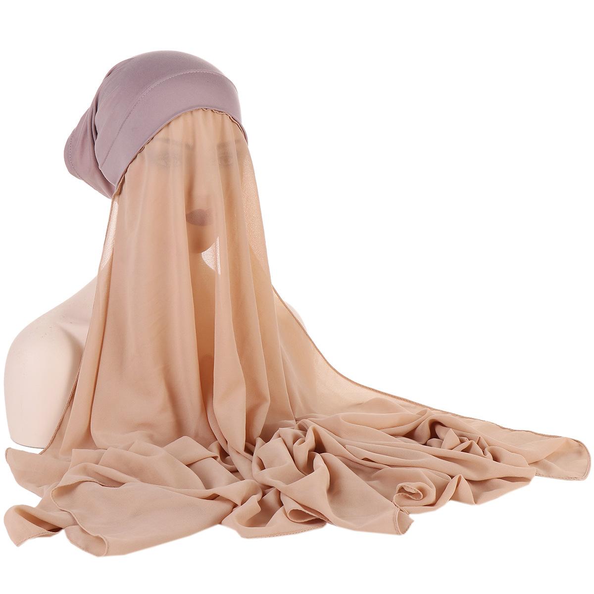 

JYL TS DIY Tie-dye Turban Hat Women Muslim Cap Gauze Khaki аквамарин носій забарвлення