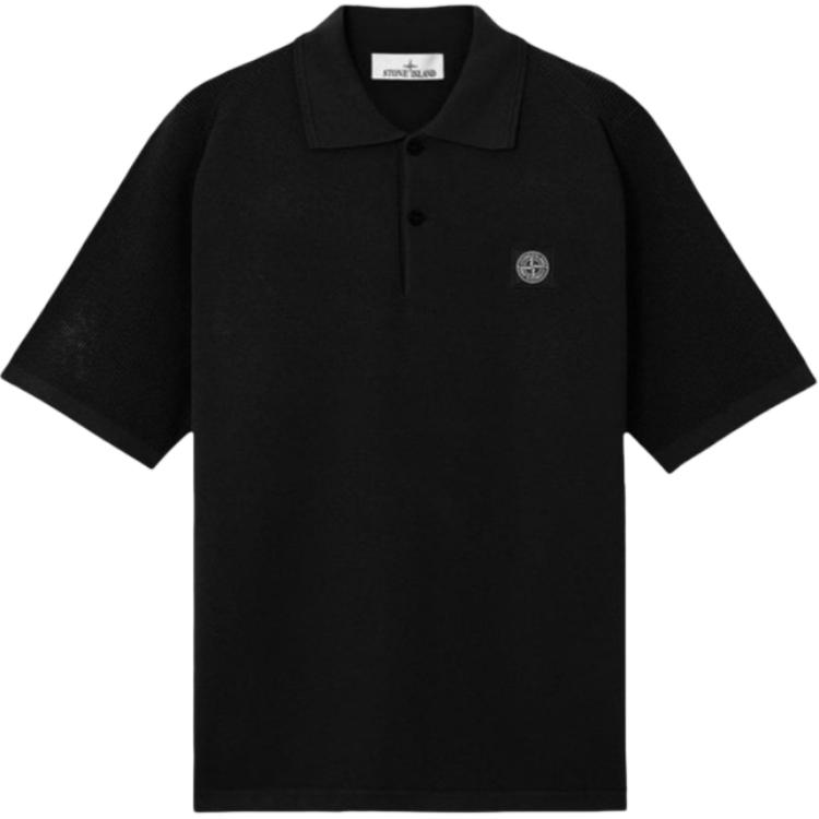 Stone Island SS26 Badge Knop Schouder Losse Pasvorm Korte Mouw Poloshirt Heren Poloshirts L1S155100030S00B5-V0029 XL