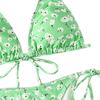 Women's Floral Print Two Piece Swimsuit Casual Halter Neck Bikini Set Adjustable Tie Sides Beachwear Swimwear