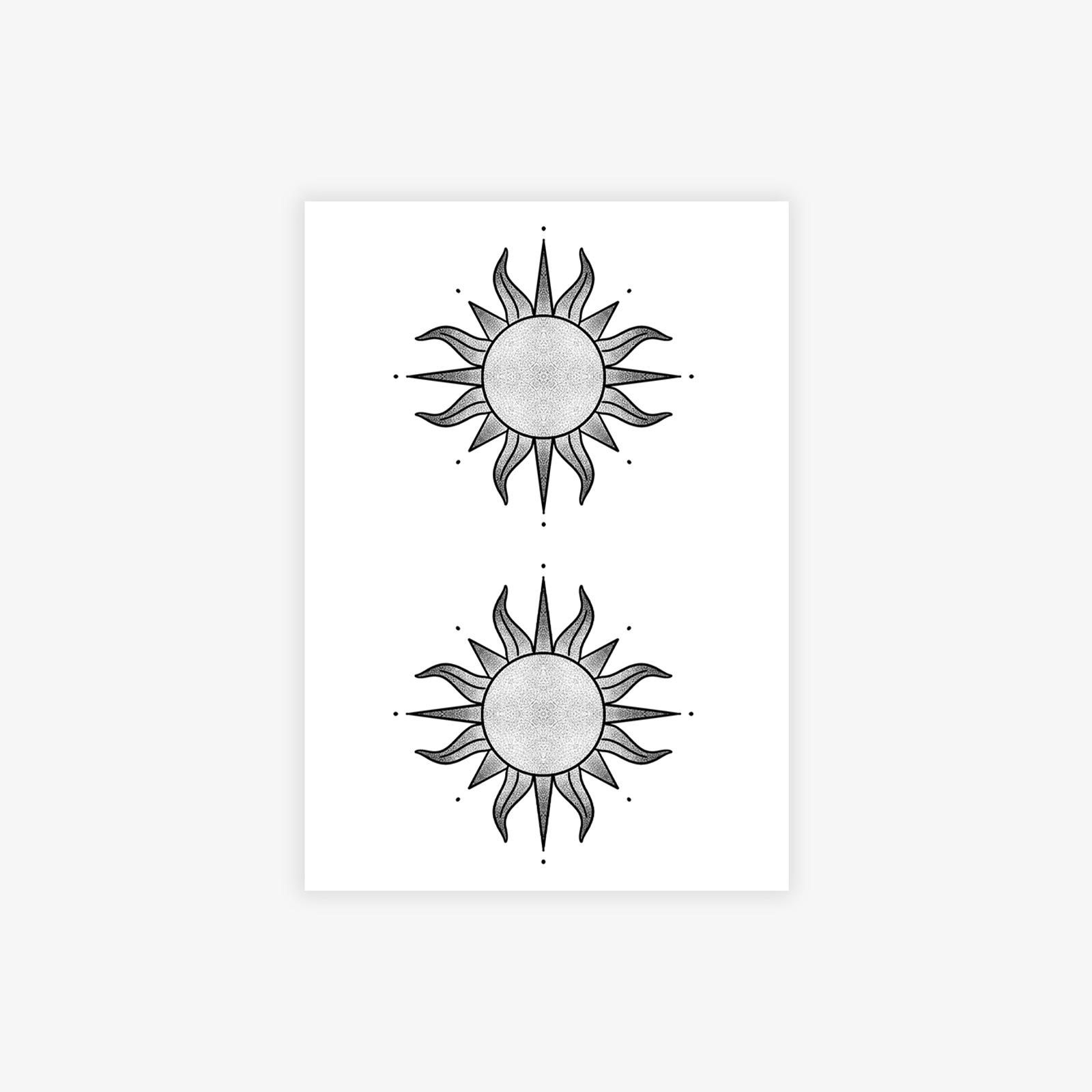 High-End Gothic Style Simple Personality Sun Arm Tattoo Sticker 7*10