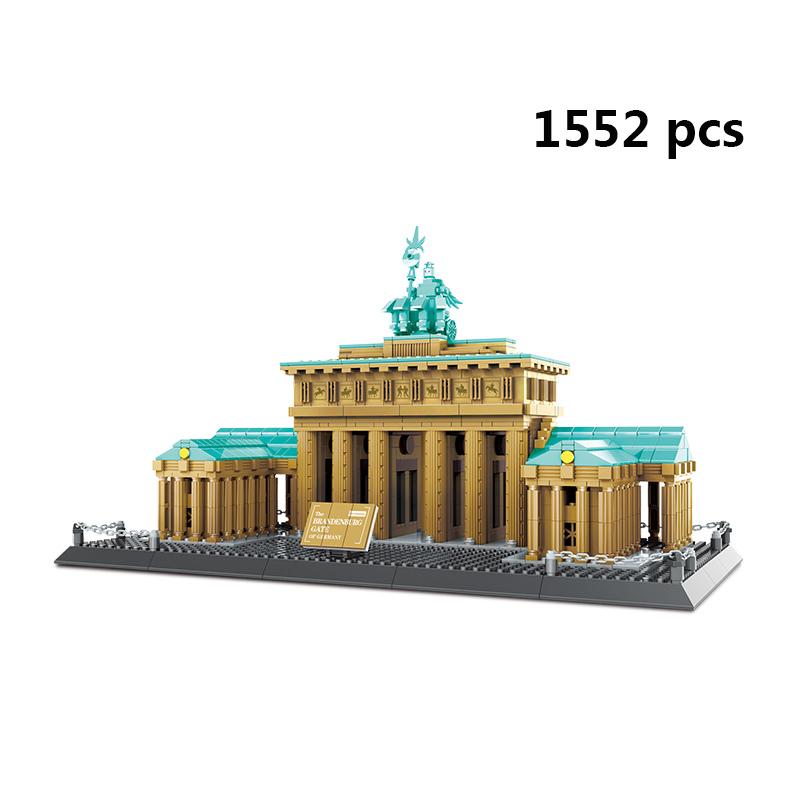 City Architecture Model Building Blocks Studio Temple Taj Mahal Big Ben Eiffel Tower London New York Germany Construction Toys