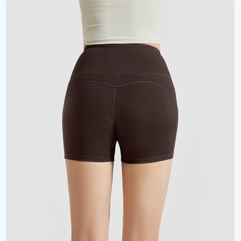 Summer Striped High Waist Yoga Shorts Women Breathable Belly Control Seamless Butt Lift Fitness Running Sports Pants for Female