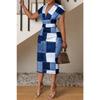 Women's Printed V-Neck High Waist Long Dress