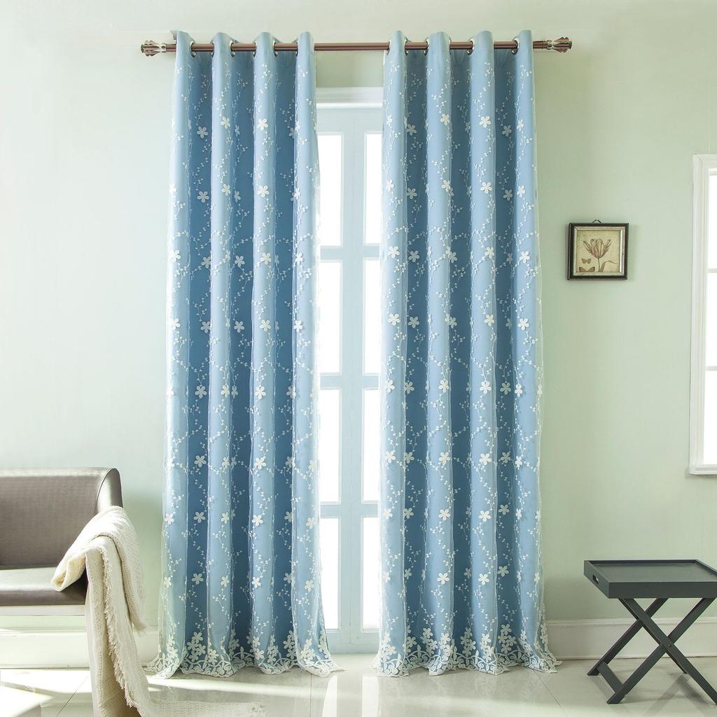 Curtains High-Precision Milk Yarn Double Layer, Curtain Embroidered Window Screen Blackout Finished Curtain