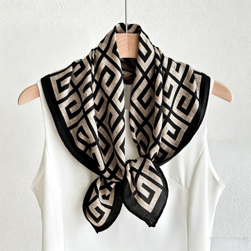 Old Money Wind Cashew Flower Cotton Brown Small Square Scarf Silk Scarf Scarf Shirt Shawl Hair Band Belt Scarf