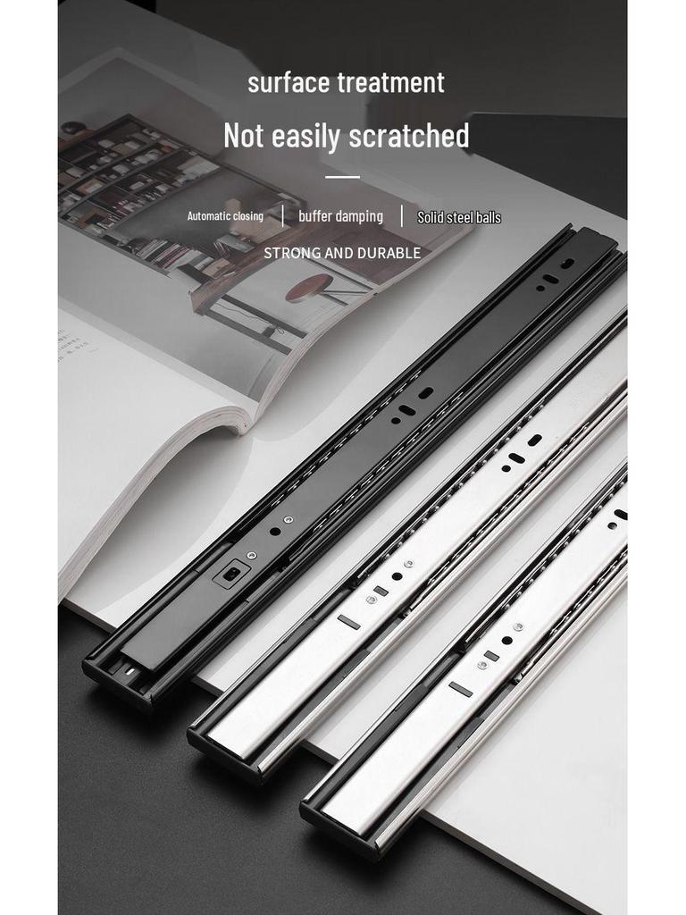 Silent Extra Thick Stainless Steel Drawer Slides with Rebound Damping