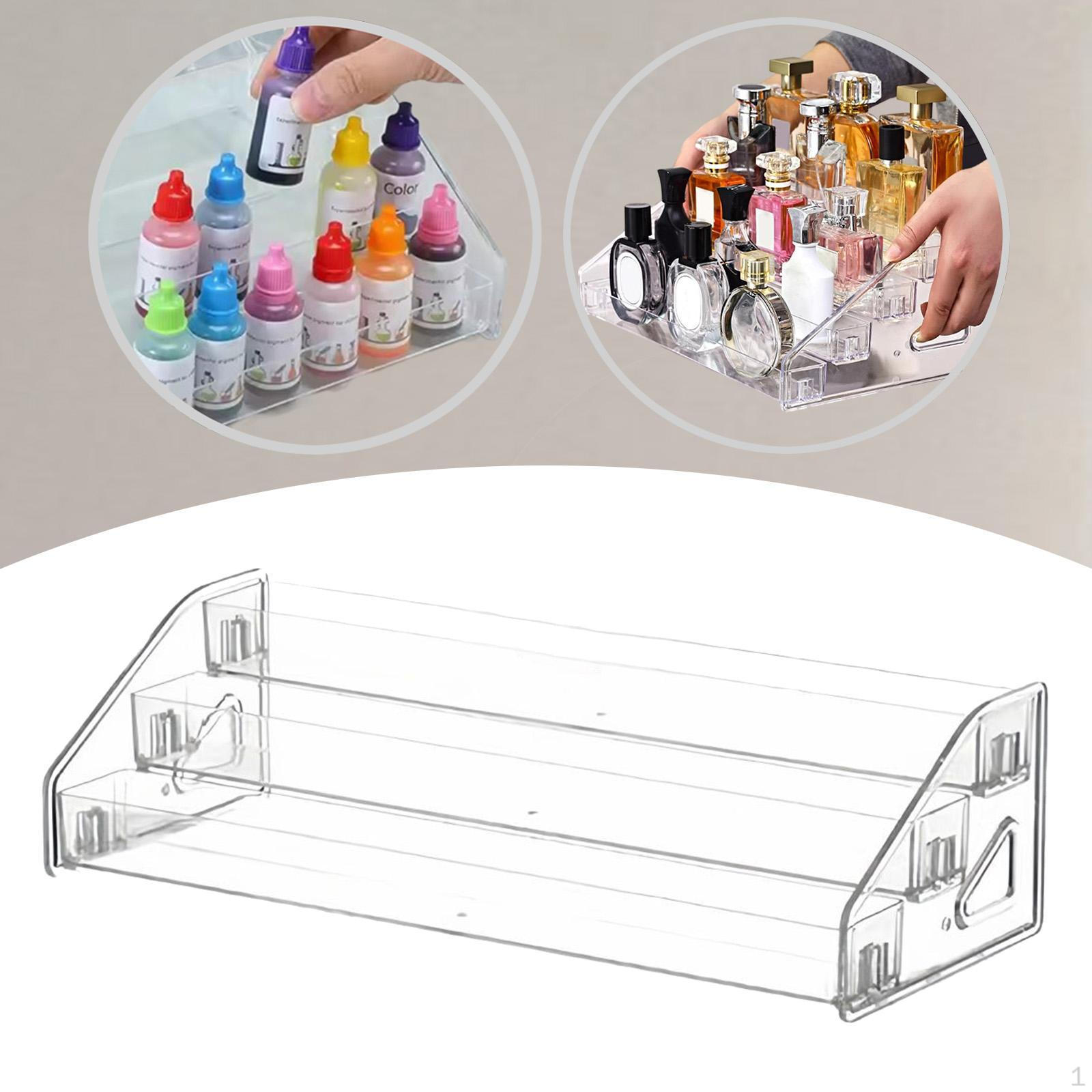 

Acrylic Organizer Holder Lipstick Cosmetics Perfume PP Material Stepped Design Transparent Suitable 3 Tiers