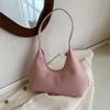 Trendy Street Style Pure Color Pu Shoulder Bag 2023 Autumn Winter New Stylish Commuter Handbag Medium Size