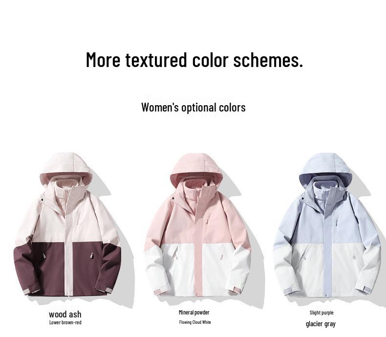 2024 Autumn Mountain System Outdoor Windbreaker: Couple's 3-in-1 Waterproof Jacket for Travel & Hiking