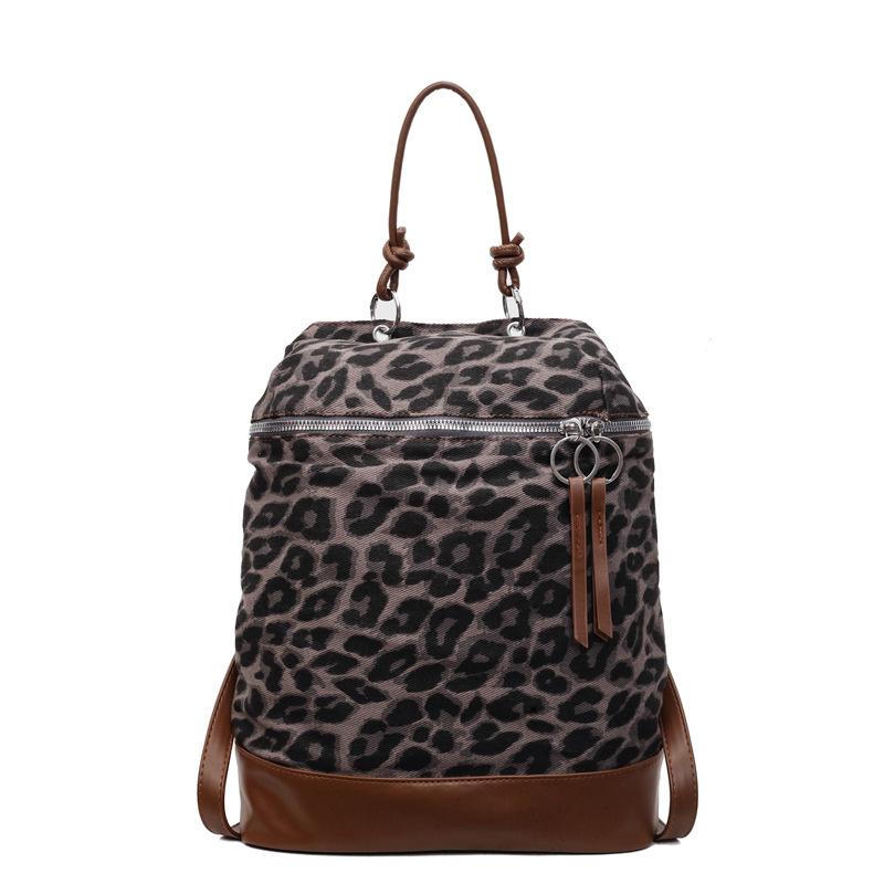 New Retro Leopard Print Large-capacity Shoulder Bag Niche High-end Sense Light and Simple Short-distance Travel Backpack
