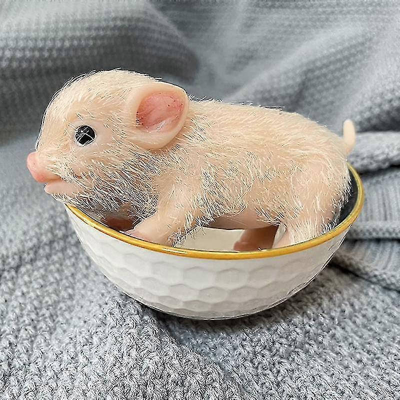 Weiche Silikon-Schweinepuppe Vollkörper-Silikon-Schweinepuppe Weiche Haptik 5 Zoll Niedliche Tiere Lebendiges Schweinebaby Kinderspielzeug Fotografie Requisiten