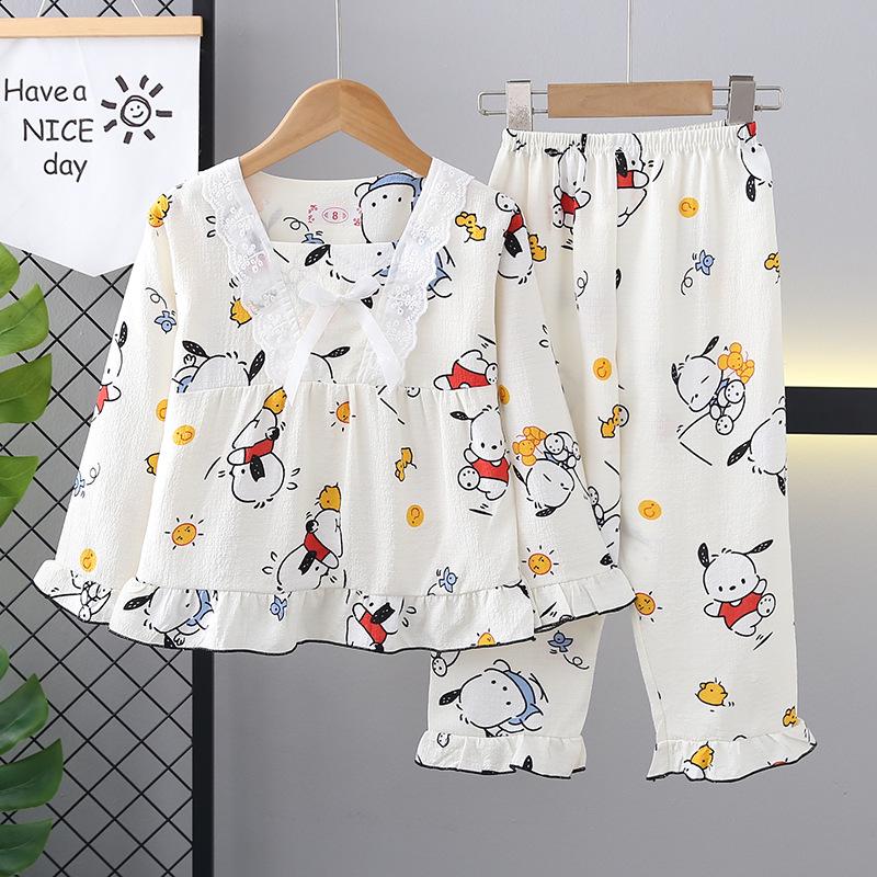Cross-Border Girls' Cotton Cartoon Pajama Set - Long Sleeve Princess Homewear for Spring and Autumn.
