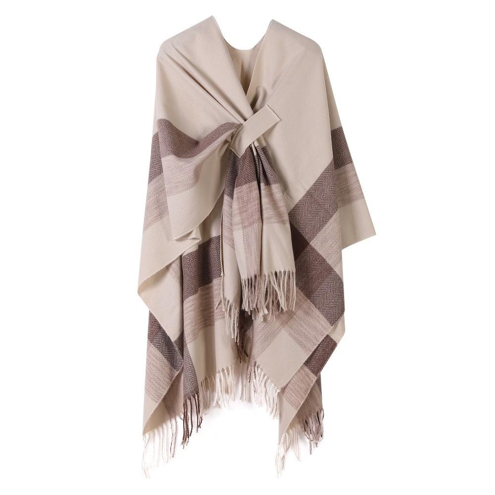 Imitation Cashmere Soft Wrap Scarf Tassel Warm Cloak Fashion Plaid Patterned Shawl  Women