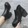 New Autumn And Winter Fashionable And Comfortable Round Toe High Heels Casual Thick Heel Solid Color Sleeve Fashion Boots