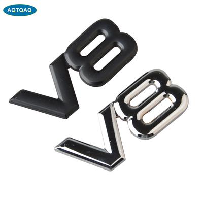 AQTQAQ 1Pcs 3D Metal Chrome V8 Car Sticker Logo Emblem Decal Badge Car Body Stickers Universal Auto Decoration