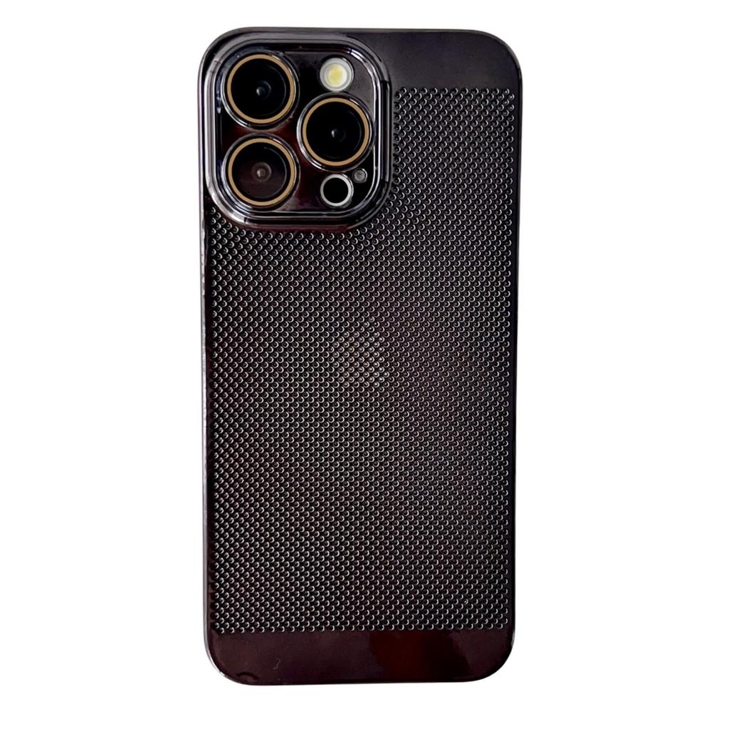 Applicable To IPhone 16 Mobile Phone Case Without Frame Hollow Plating Mesh Cooling Apple 15 Full-cover Lens Protection Case