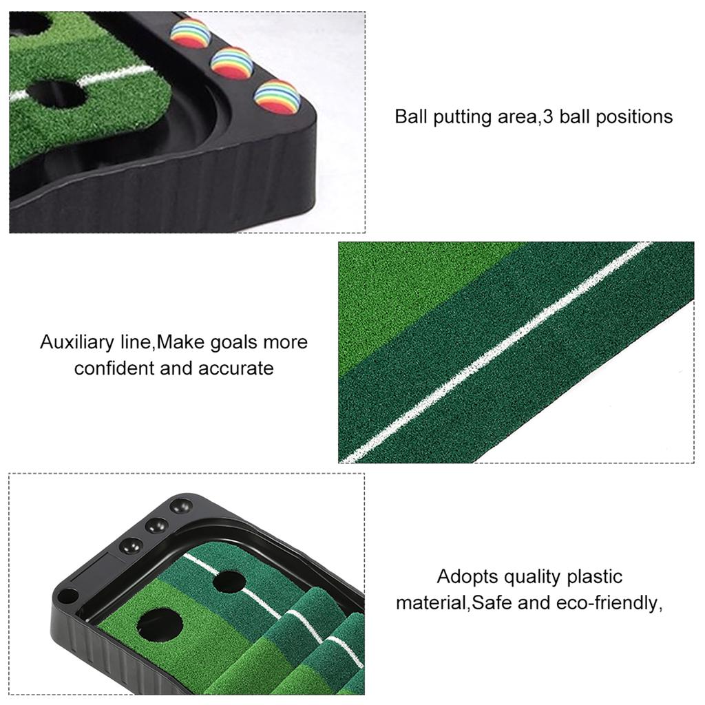 Tapete de Putting de Golfe de Grama Verde Interno Retorno de Bola Tapete de Prática de Golfe Equipamento de Treino