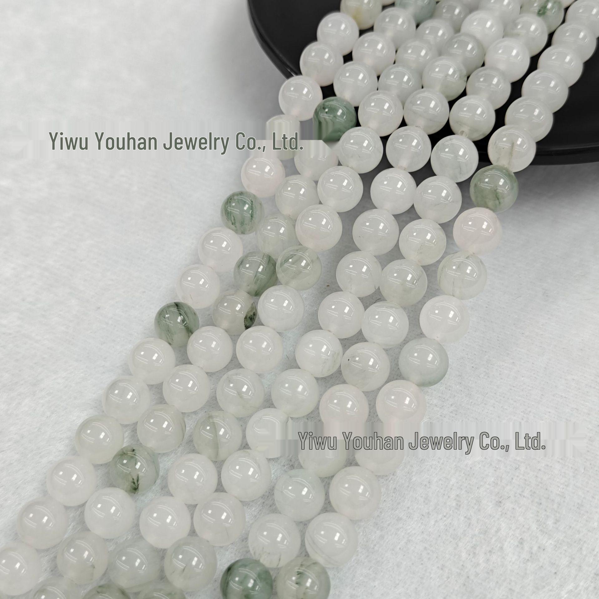 Tianshan Ice Jade Round Beads for DIY Jewelry and Bracelets - Semi-finished Accessories 8mm, 38cm, ~47 beads