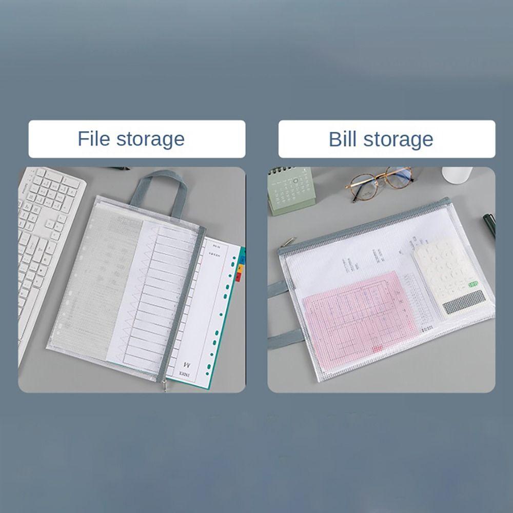 Mesh File Folders Zipper Document Bag New A4 Storage Bag Office