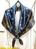Low-key stunning Hangzhou silk mulberry silk scarf retro gray-blue printed silk scarf square shawl