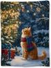 Christmas Dogs Blanket, Soft Lightweight Flannel Cute Puppies in Red Truck Throw Blanket for Couch, Bed, Travel & Home Decor