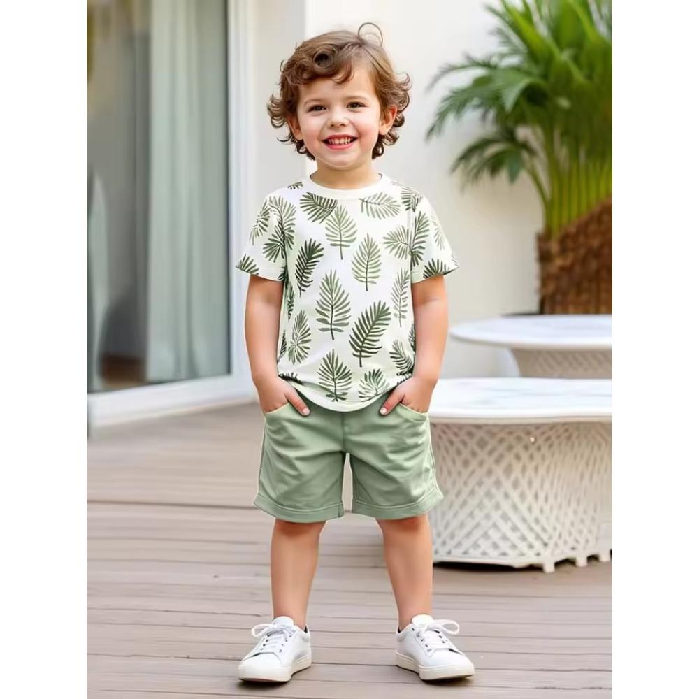 Summer New Fashion Trends Summer Children 3D Printed T-shirt Top Short Sleeve + Shorts Novel New Casual Children's Suit