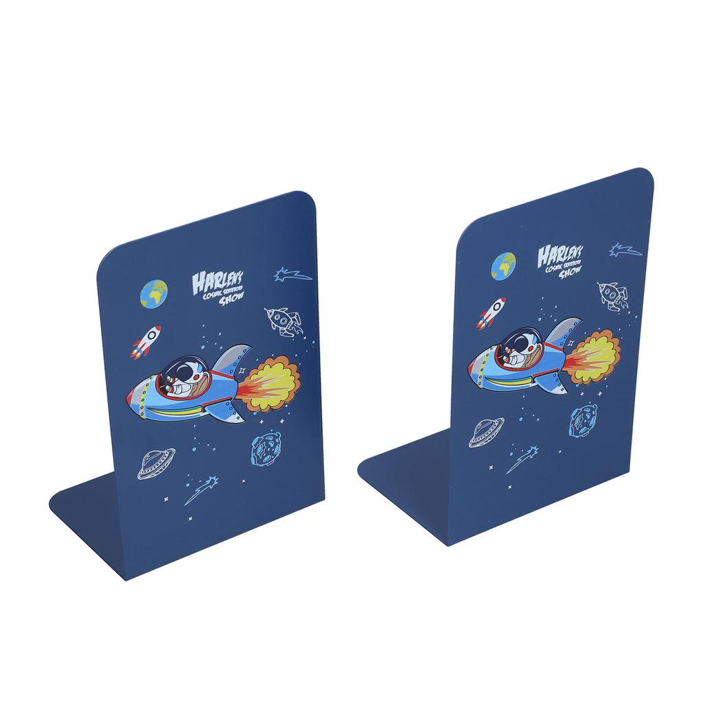 2Pcs Book Ends Nonslip Stable Firm Rounded Corner Rustproof Glossy High Durability Metal Bookends