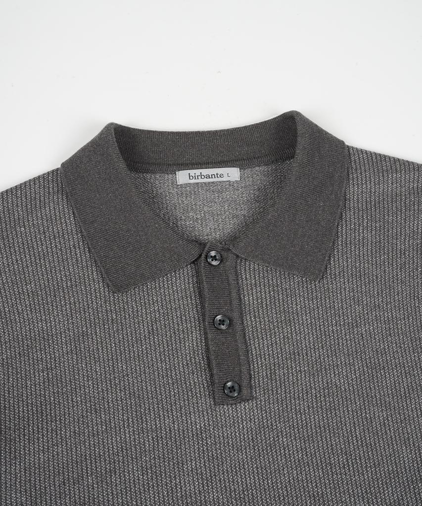 BIRBANTE Soft Washable Two-Tone Collared Knit - Gray