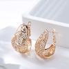 New Trend  Rose Gold Color Glossy Earrings For Women Fashion Creative Party Jewelry Simple Hollow Flower Drop Earrings