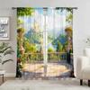 2pcs French Castle Scenery Printed Curtains   Shade and Privacy Protection   Suitable for Decorating Various Rooms